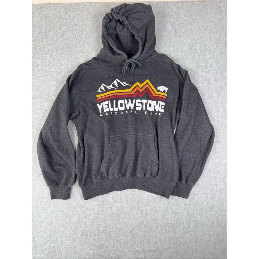 Vintage Y2K Yellowstone National Park Baggy Gray Hoodie Size Medium